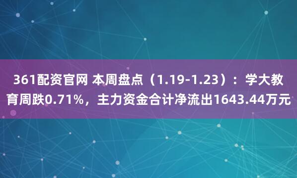 361配资官网 本周盘点（1.19-1.23）：学大教育周跌0.71%，主力资金合计净流出1643.44万元