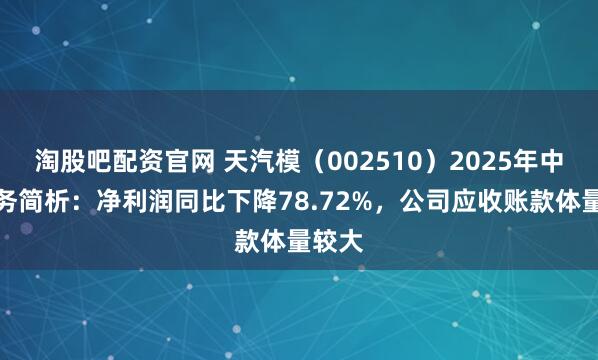 淘股吧配资官网 天汽模（002510）2025年中报财务简析：净利润同比下降78.72%，公司应收账款体量较大